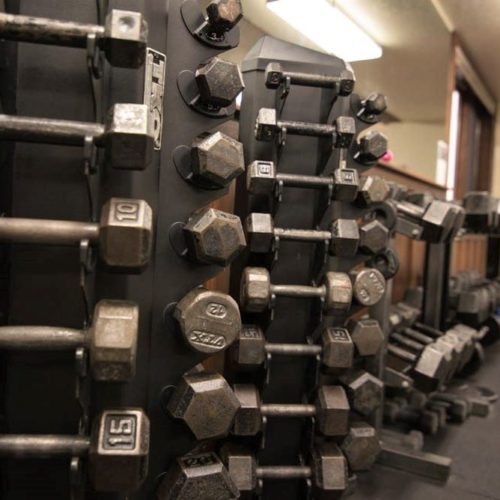 Fitness center at apartments in Marquette, MI